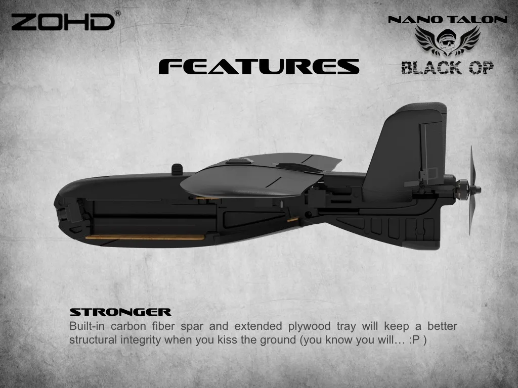 ZOHD Nano Talon черный OP 860 мм размах крыльев AIO V-Tail EPP литой FPV крыло RC самолет