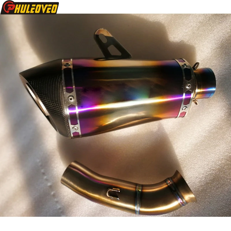 Titanium Alloy for KTM 390 DUKE RC 390 2017-2023 Motorcycle Exhaust Muffler Escape Link Pipe Carbon Tip for KTM RC 390 DUKE 390