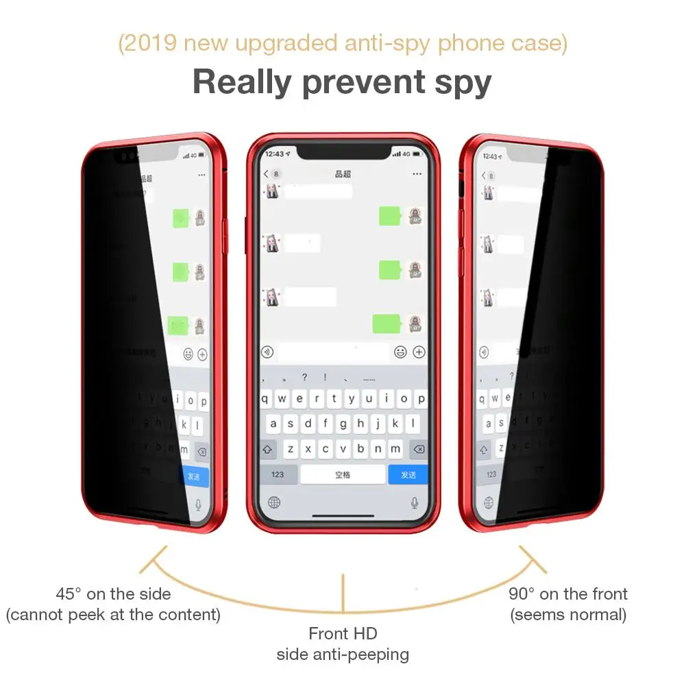 Защитный чехол с защитой от пика для IPhone Магнитная металлическая рамка двухсторонняя закаленная стеклянная втулка Поддержка беспроводной