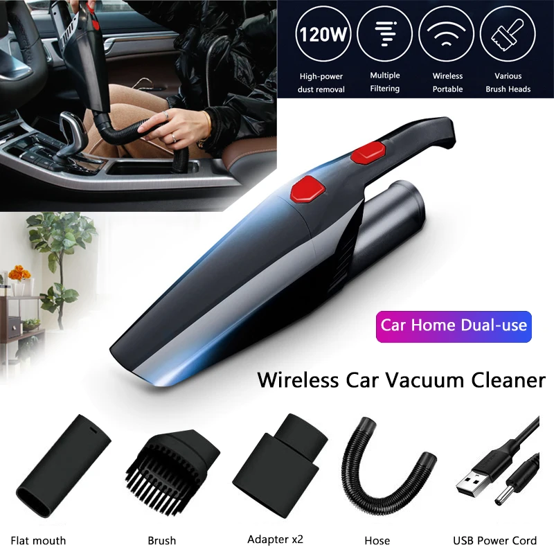 US $21.90 Car Vacuum Cleaner Wireless 120W Portable Home Car DaulUse Car Vacuum Cleaner Wet And Dry ABS Handheld Auto Vacuum Cleaner