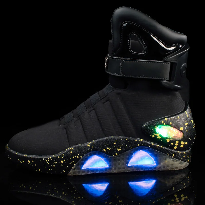 

Men basketball shoes Led light shoes men sneakers High quality "Back to Future"led glowing shoes for men cosplay high top shoes