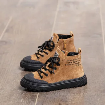 

New Autumn Winter Kids Shoes For Children Boots Genuine Leather Fashion Casual Boys Boots Girls Martin Boots Plush Warm Shool