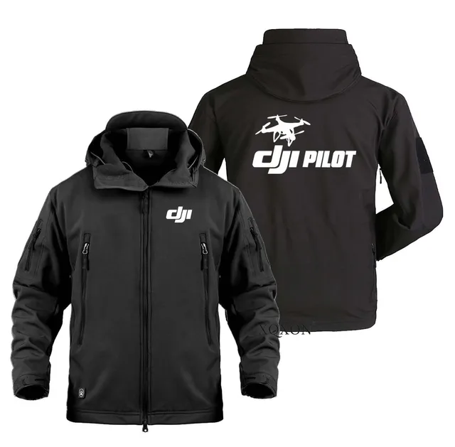 DJI Drone Pilot New Fleece Trip Military Outdoor SoftShell Jacket Men Adventure Travel Coat Jacket Man Windbreaker Clothes W17 Black