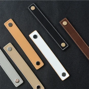 

3 color/ brass+ Real Genuine Leather handle and Knobs for furniture cabinet chest drawer suitcase handle with screw
