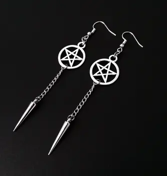 

Star Shape Dark Metal Drop Earrings Pentacle Pentagram Black Gothic Earrings Cosplay Cotumes