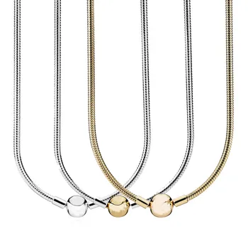 

Original Moments Lobster Ball Clasp Smooth Snake Chain Necklace For 925 Sterling Silver Bead Charm Pandora DIY Jewelry