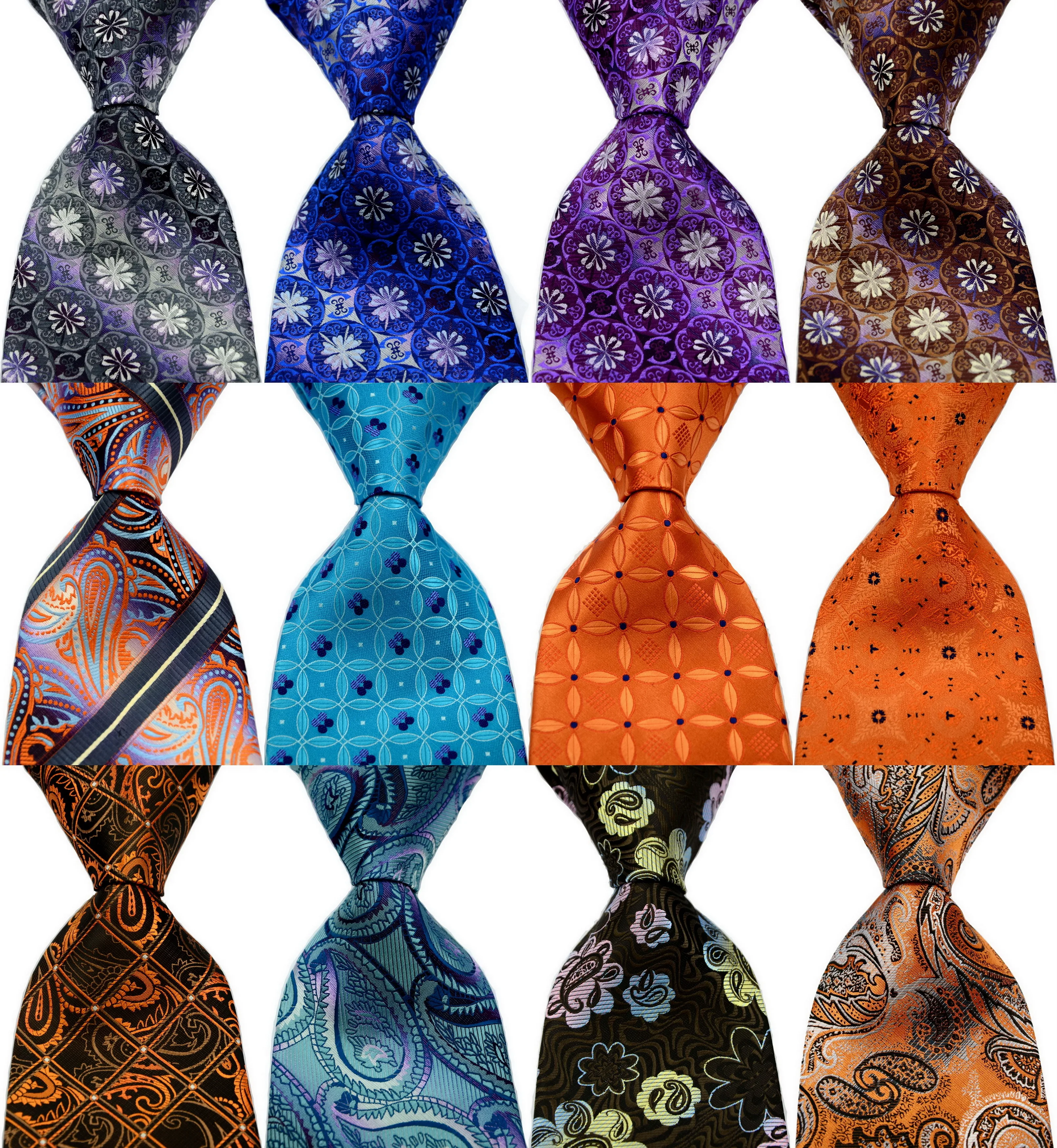 Мужской цветочный галстук 100% шелк Пейсли фиолетовый жаккардовый в клетку для