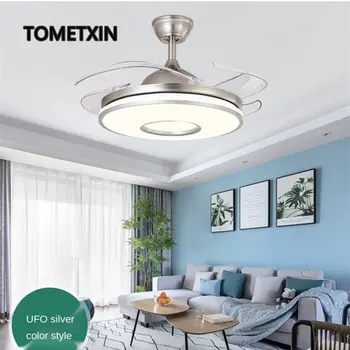 

DC 220V LED ceiling fan light lamp with lights remote control invisible reverse winter home living room 220v 110v
