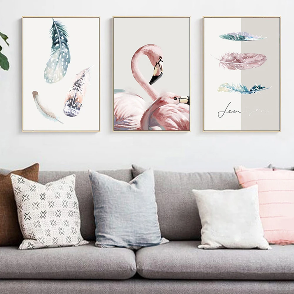 

Modern Simple Hand-painted Feather Small Fresh Flowers And Birds Decorative Painting Print Classic Movie Pictures Home Decor