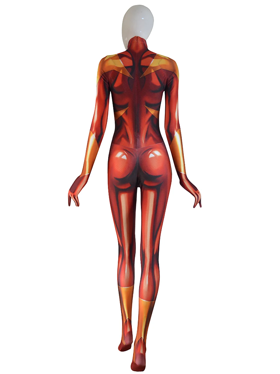 MJ Железный костюм паука Mary Jane SpiderGirl косплей костюм 3D принт Хэллоуин Человек-паук Zentai Catsuit для девочек женские Ladys