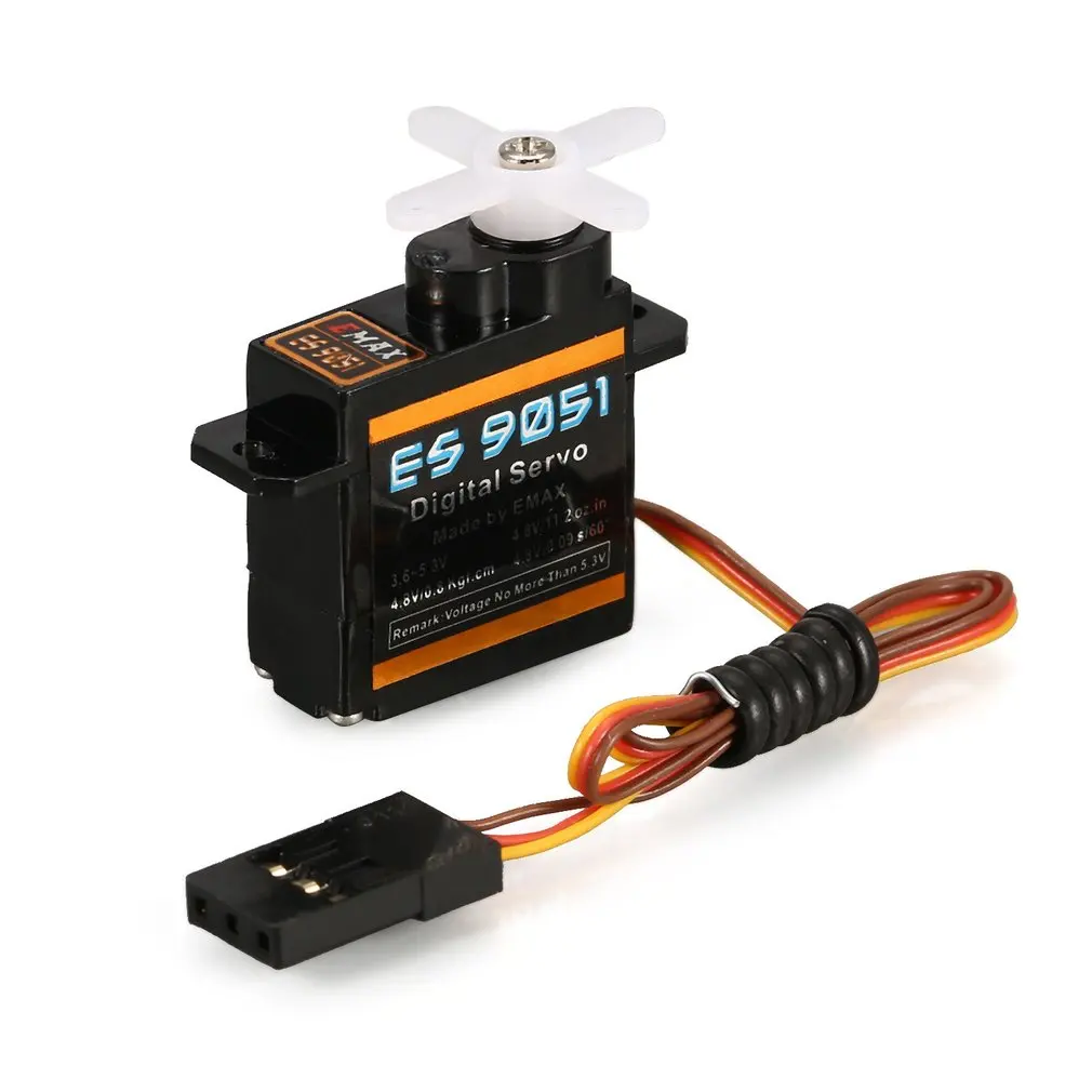 

1pcs EMAX ES9051 4.3g Digital Plastic Gear Servo 4.8V 0.8kg 0.09 Sec/60 Degree for RC FPV Fixed Wing Airplane Copter Accessories