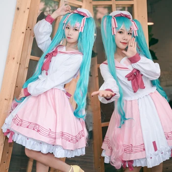 

Anime Hatsune Miku Cosplay Cherry Blossoms Fancy Dress Full Set Carnival Halloween Costumes for Women Outfit S-XL
