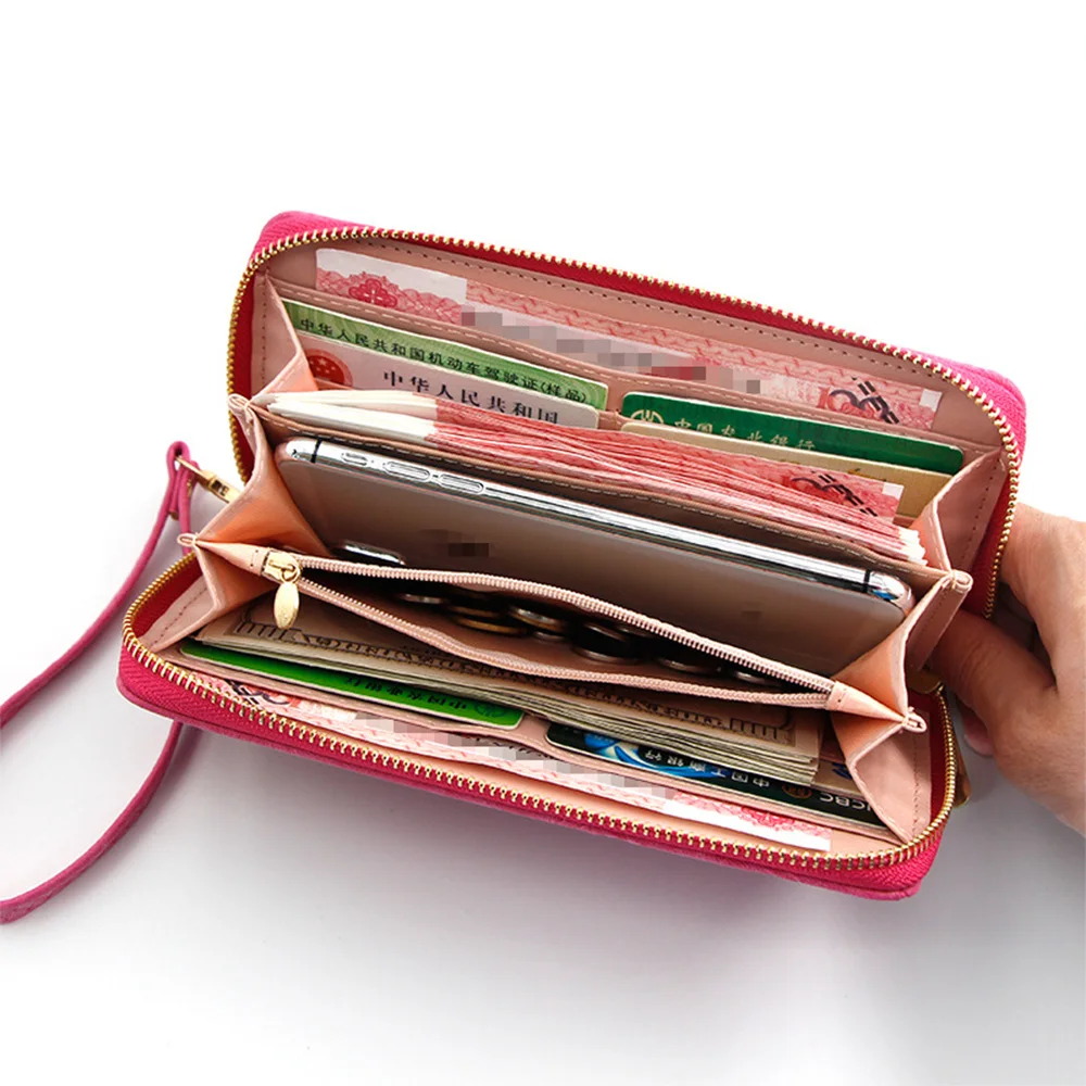 Новый кожаный женский кошелек с цветочным дизайном Дамский Длинный на молнии для