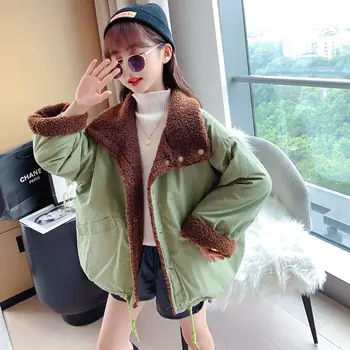 

2021 Winter Children Fleece Outdoor Jackets For Girls Thicken Warm Kids Girls Outwear Casual Baby Girls Snow Clothing Coats D116
