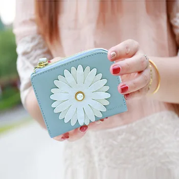 

2020 New Style Flower Graceful Ladies Fashion Zipper Girl's Short Wallet Two-Fold Coin Purse