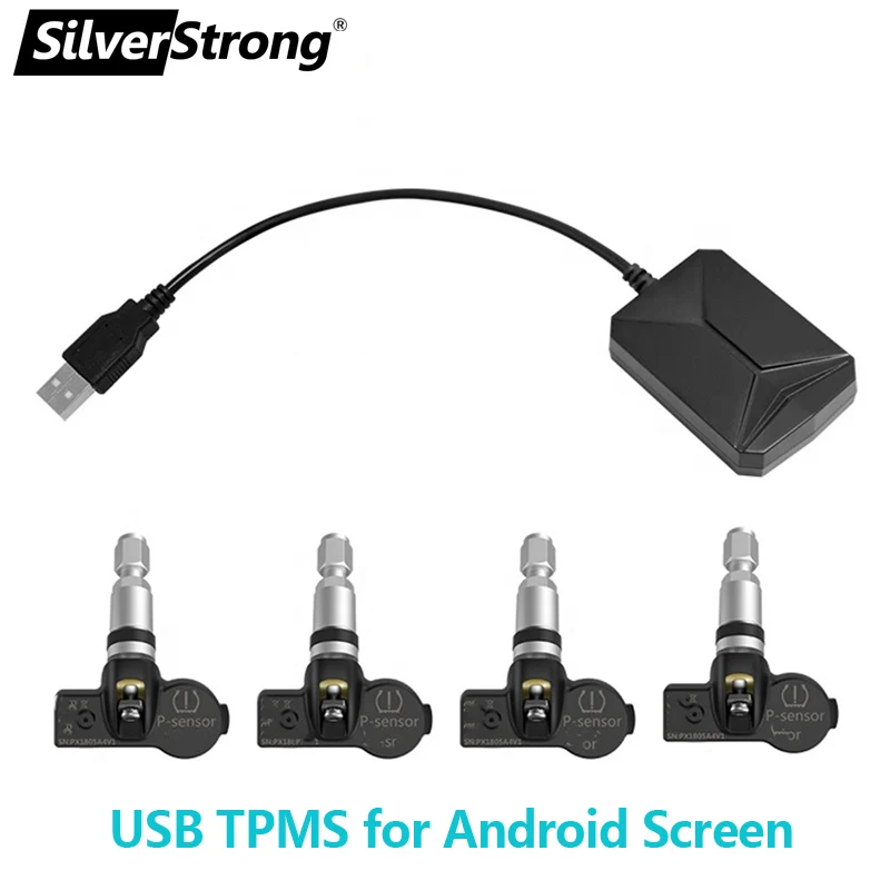 SilverStrong автомобильная система мониторинга давления в шинах USB TPMS для Android автомобильный радиоэкран 4