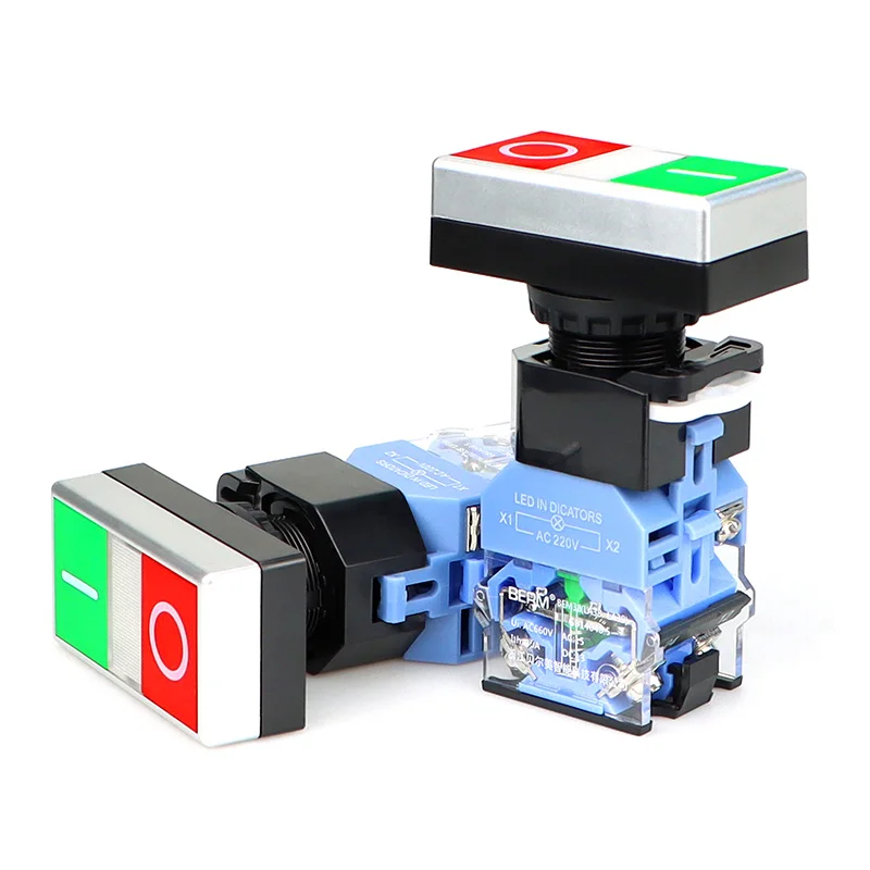 Double bit la38-11drg with lamp self reset double key double position start stop double button two position on