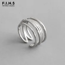 F.I.N.S корейский стиль женское кольцо из стерлингового серебра S925 INS многослойное неправильное кольцо для наматывания ниток открытие однотонное серебряное кольцо 925
