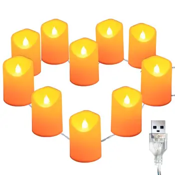 

10pcs/set LED Candle String Light Waterproof Warm Light Candle Lamp for Wedding Party Christams Birthday Decoration