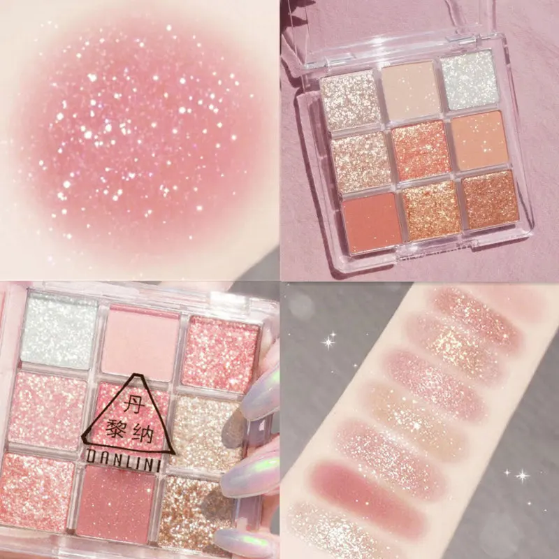 

1PC Transparent Nine-color Acrylic Eyeshadow Palette Pearlescent Matte Earth Color Nine Square Grid Eyeshadow