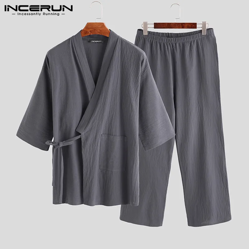 Sleepwear Male Japanese Style | Men Bathrobe Kimono Pajamas - Pajamas ...