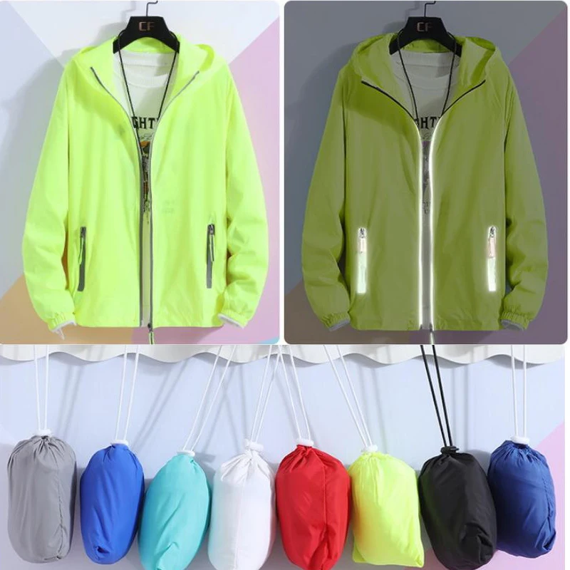Hiking Jackets Men Women Summer Quick Dry Anti-UV Thin Ultra-Light Reflective Camping Jacket Skin Coat Windbreaker