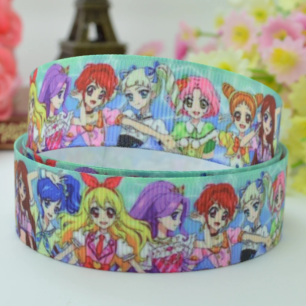7/" 22 мм Aikatsu печатная корсажная лента бант для волос сделай сам ручная работа OEM 50 ярдов