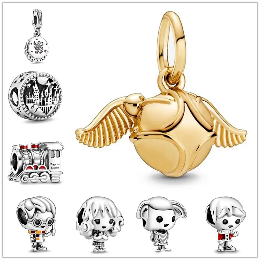 

2020 New Harry style 925 sterling silver train School Hermione & Dobby Bead Charm Fit Pandora Bracelets & Bangles DIY Jewelry