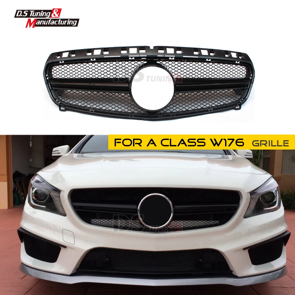 Передняя сетчатая решетка для Benz W176 pre facelift ABS глянцевый черный/серебристый Mercedes A