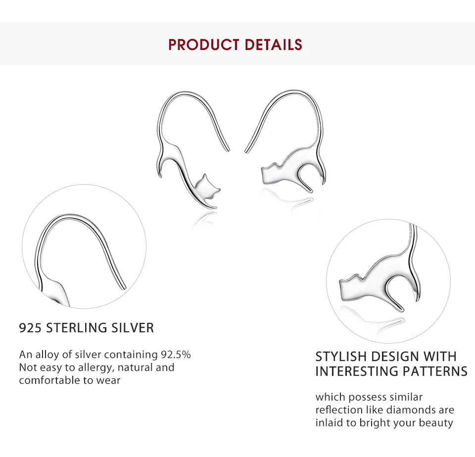 SILVERHOO 925 Sterling Silver Earrings 2021 Fashion kitten Design Luxury Brand Earrings For Women Hot Sale Engagement Gifts
