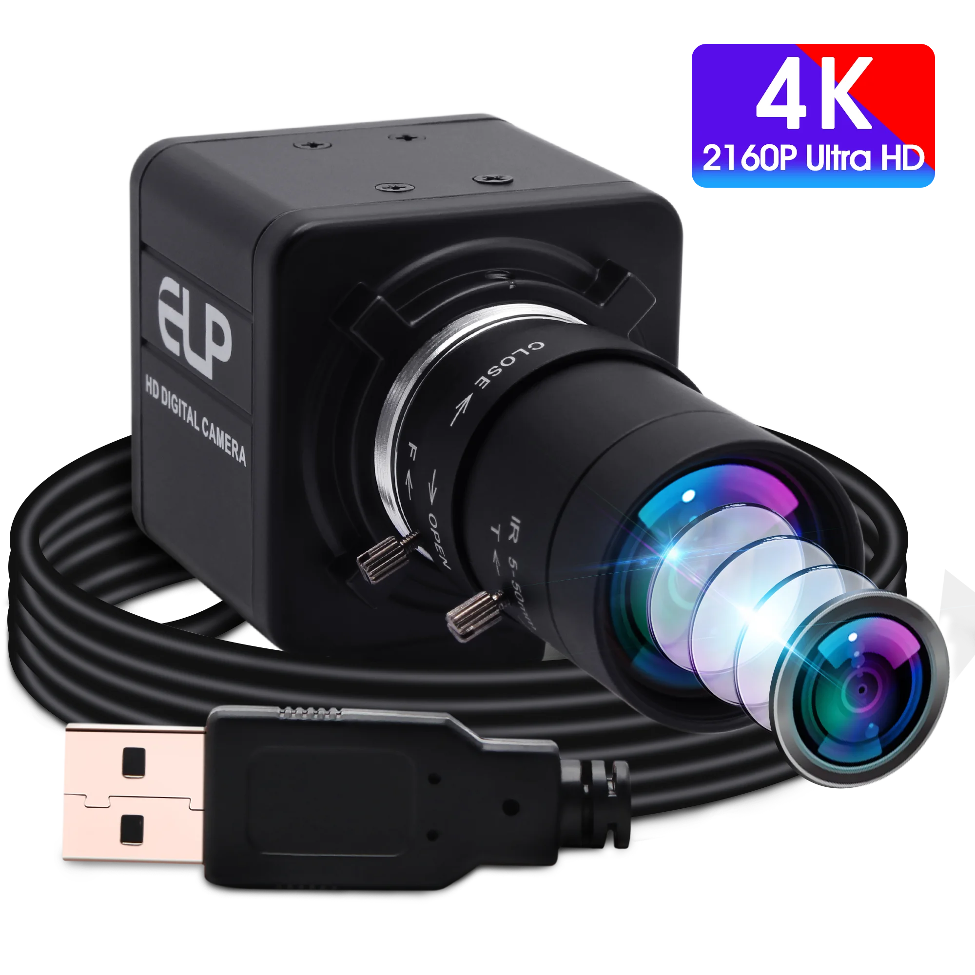 4K 3840x2160 USB Webcam Manual Varifocus Lens Mini Case Sony IMX317 Industrial Machine Vision Mini Usb Webcam Camera