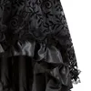 Women Gothic Floral Lace Ruffled Skirt Asymmetrical High Low Skirt Steampunk Pirate Skirts Halloween Costumes Plus Size 6
