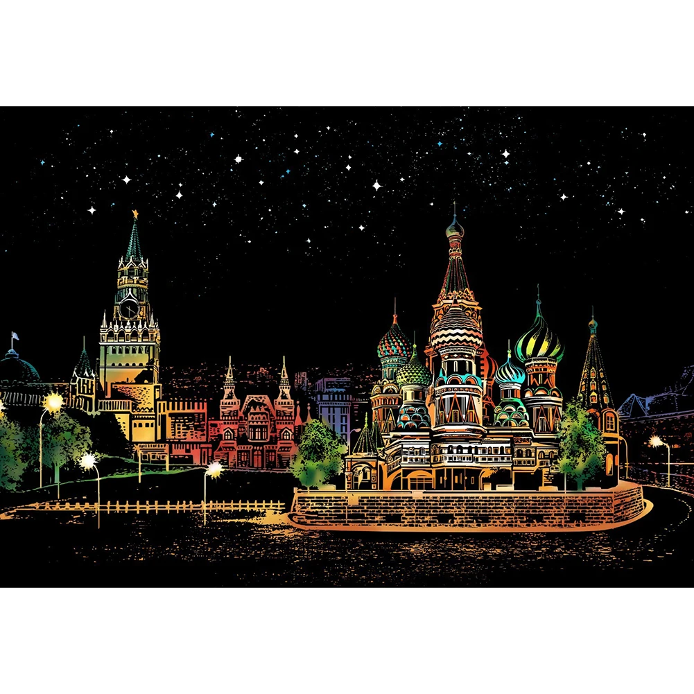 Красный Квадрат DIY Scratch City ночное видение скребковая живопись поздравительная