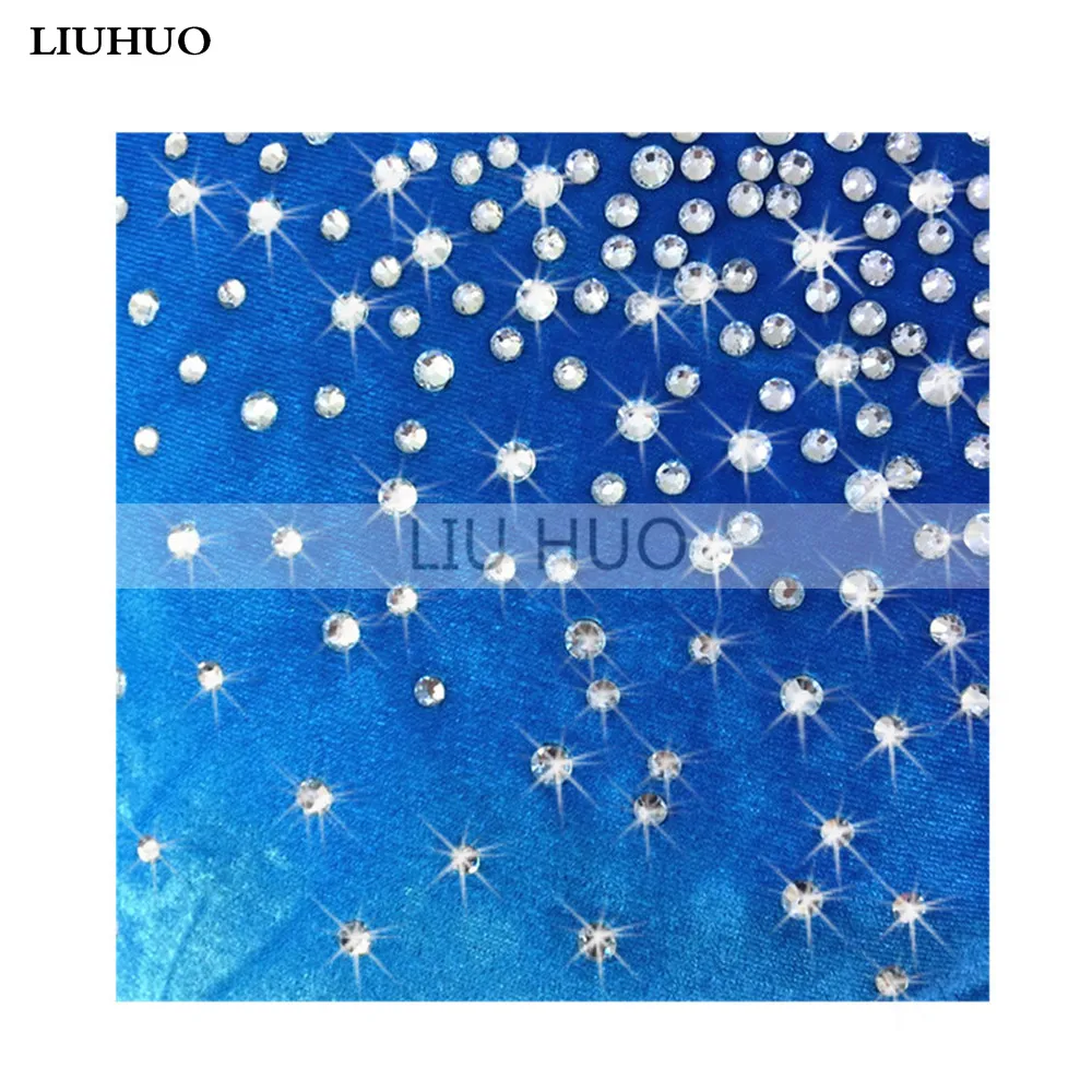 LIUHUO Women Girls Costume Performance Children Gymnastics Ballet Competition Leotard Ice Figure Skating Dress Dance Blue Velvet