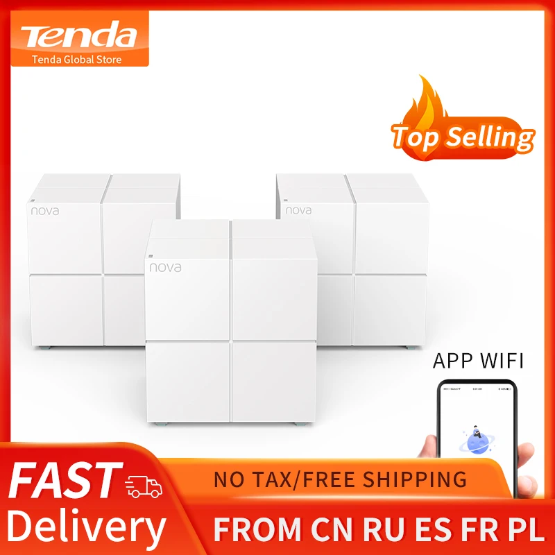 Tenda MW6 tüm ev Mesh kablosuz WiFi sistemi ile 11AC 2.4G/5.0GHz WiFi kablosuz Router ve tekrarlayıcı, APP uzaktan yönetme
