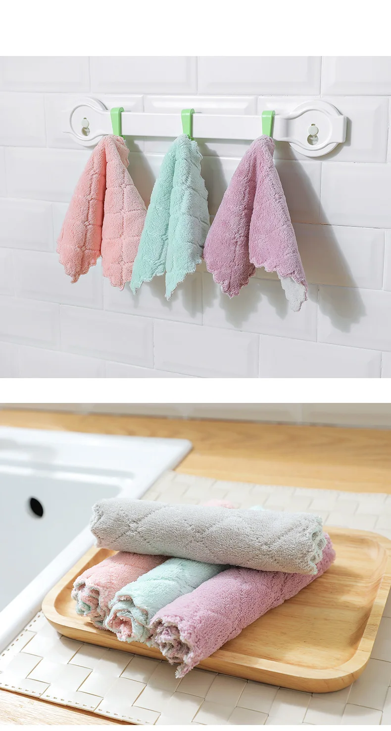 Двухсторонняя водопоглощающая ткань для мытья посуды без масла водопоглощающая Ткань для очистки коралловые бархатные кухонные полотенца
