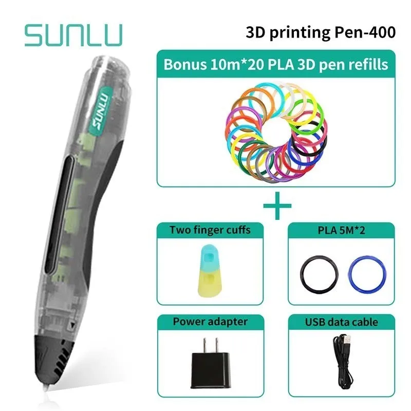 SL-400-10.2-Tlucency SL-400, комплект, 3D Ручка, детская ручка, 3D Ручка, набор, 3D печать, ручка с 1,75 мм PLA нити, исследуйте инструменты для создания - Цвет: SL-400-10.2-Tlucency