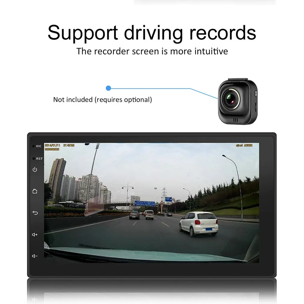 2Din 7 дюймов автомобиля Android 8,1 плеер 4 ядра 1+ 16G автомобильный стерео Gps, Wi-Fi, Беспроводной Mp5 плеер Fm Usb Aux