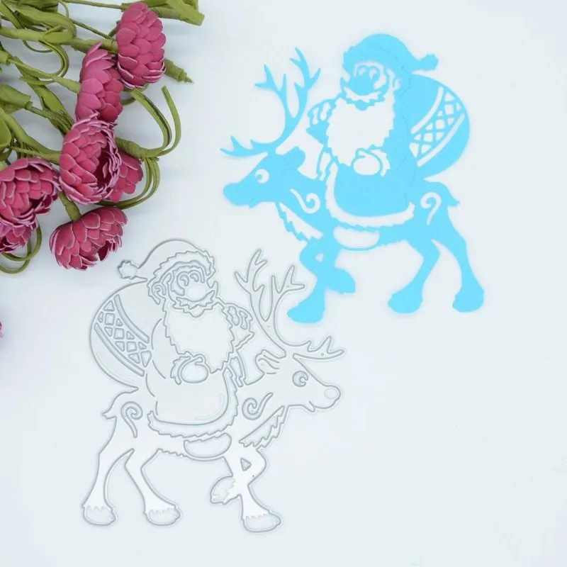 Santa Riding Elk Scrapbooking DIY Notebook Cutting Embossing Carbon Steel Mold Paper Cutter Stencils for Decor | Дом и сад