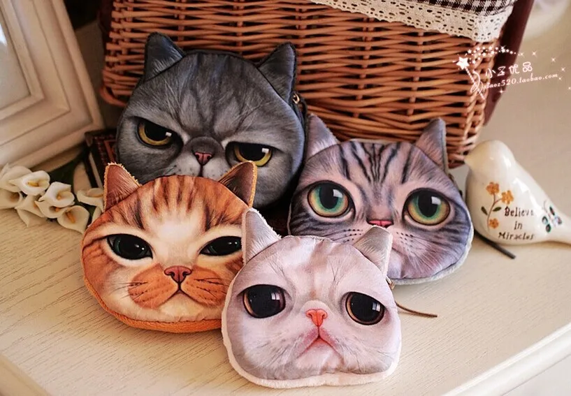 Cartoon Cat Coin Purse Kids Purse Zipper Children Wallet Girls Small Money Bag Animal Prints Coin Card Holder card holder coin purse coin wallet