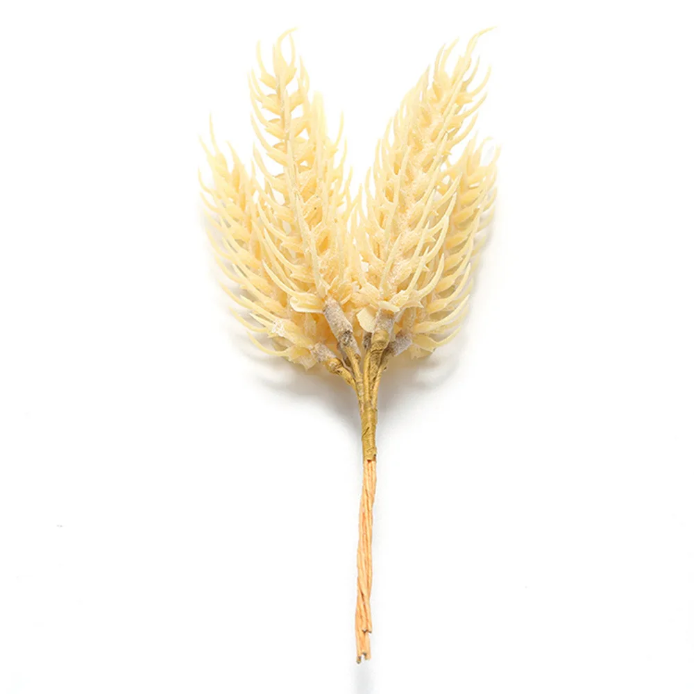 3 пучка/партия пластиковая искусственная Пшеница цветок DIY ремесло венок для украшения свадьбы DIY декоративные поддельные растения - Цвет: light yellow