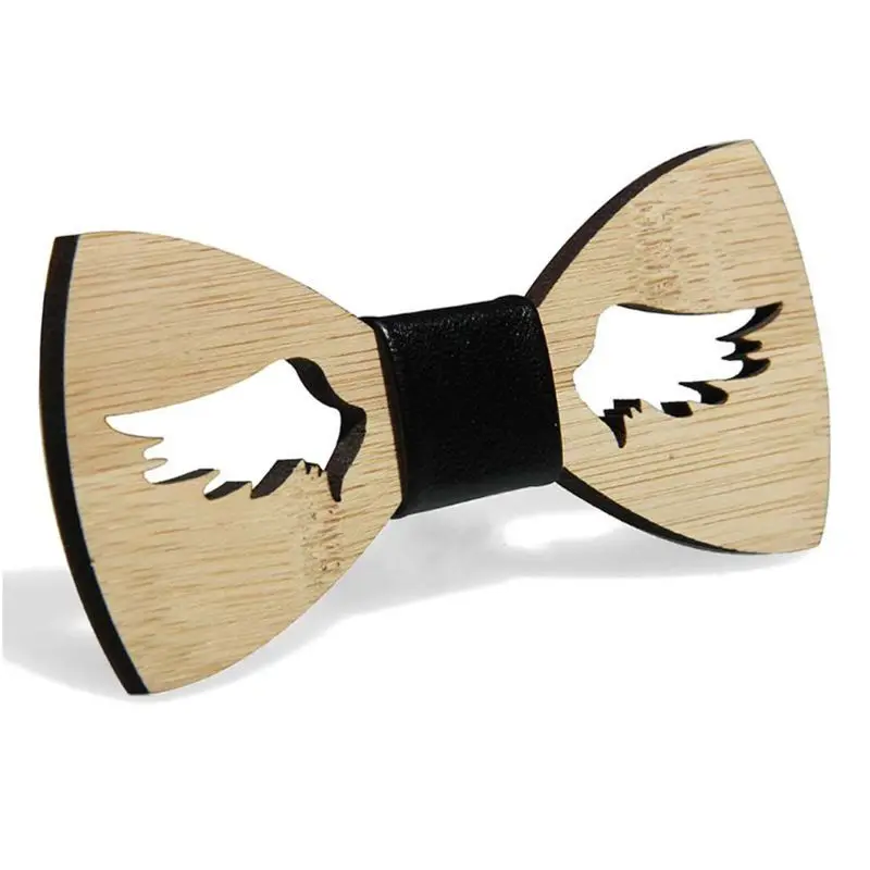 Бамбуковый деревянный галстук-бабочка ручной работы для мужчин и мальчиков, вечерние галстуки-бабочки из искусственной кожи, Классические свадебные аксессуары с регулируемым узлом - Цвет: 4