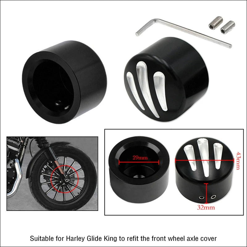 

2 Pcs Motorcycle Front Axle Nut Cover Bolt For Harley Street 500 XG750 Street Electra Tr Glide Softail Road King FLTR FLHT