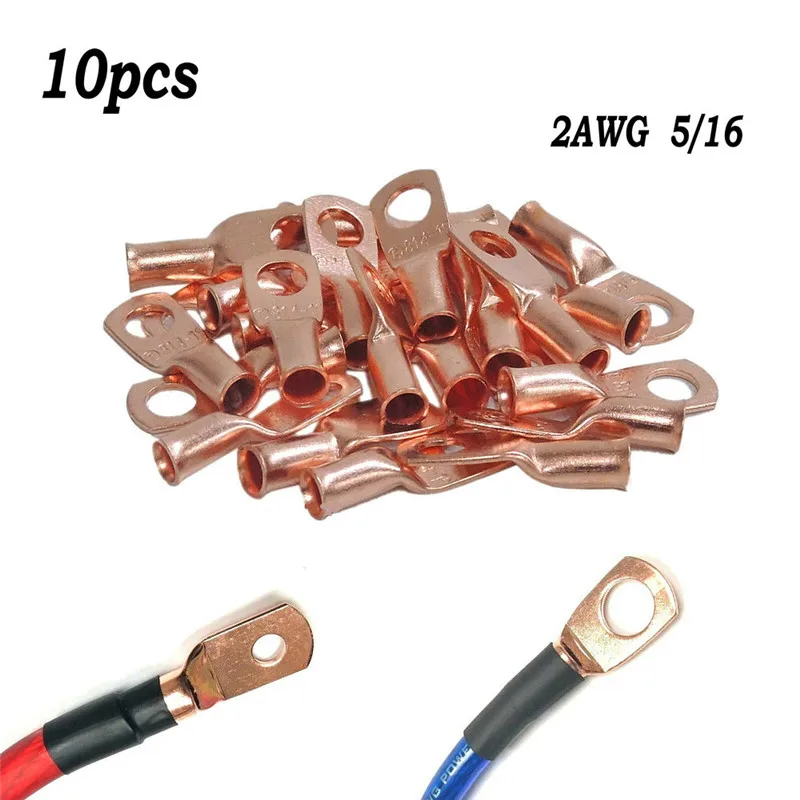 10 шт. провода кольцо терминал медь 2 AWG Калибр 5/16 разъемы автомобильные аудио терминалы