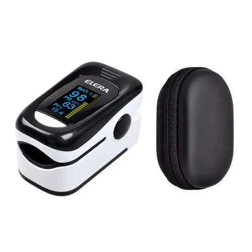 black white withcase ELERA новейший пальцевой Пульсоксиметр запись данных Oximetro SPO2 PR PI кислород крови 8 часов сна Monito ручной пульсоксиметр - Цвет: black white withcase