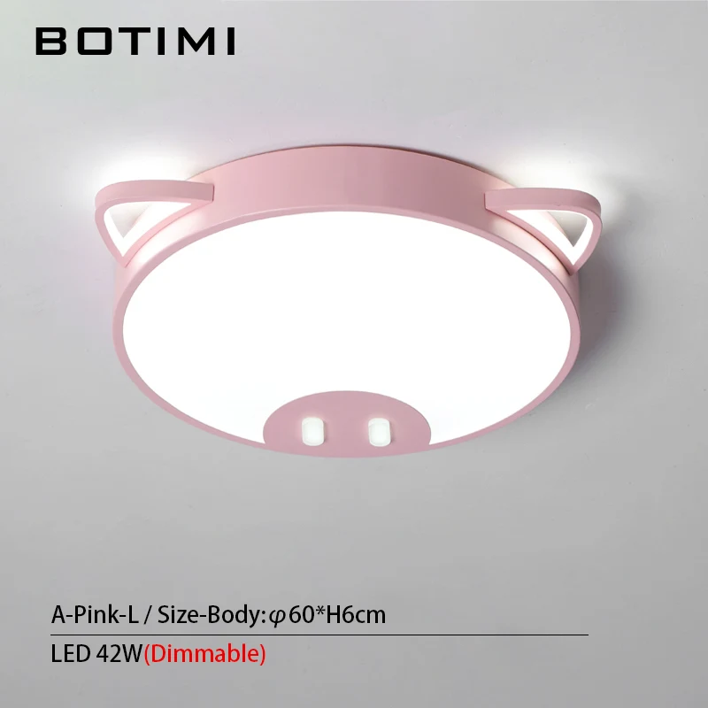 A-Pink-L-Dimmable BOTIMI 220V светодиодный потолочный светильник для спальни с рисунком из мультфильма, розовый потолочный светильник для девочек, голубой светильник для мальчиков, светильник для освещения, металлические лампы - Цвет корпуса: A-Pink-L-Dimmable