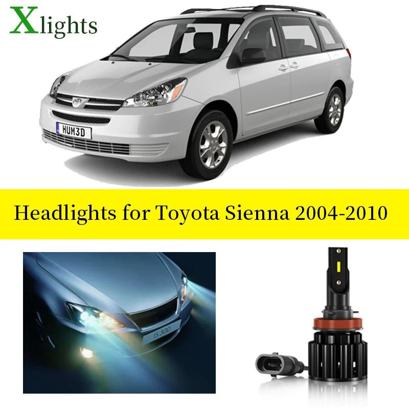 Car Led Headlight Canbus Bulb For Toyota Sienna 2004 2005 2006 2007 2008 2009 2010 Low Beam High 