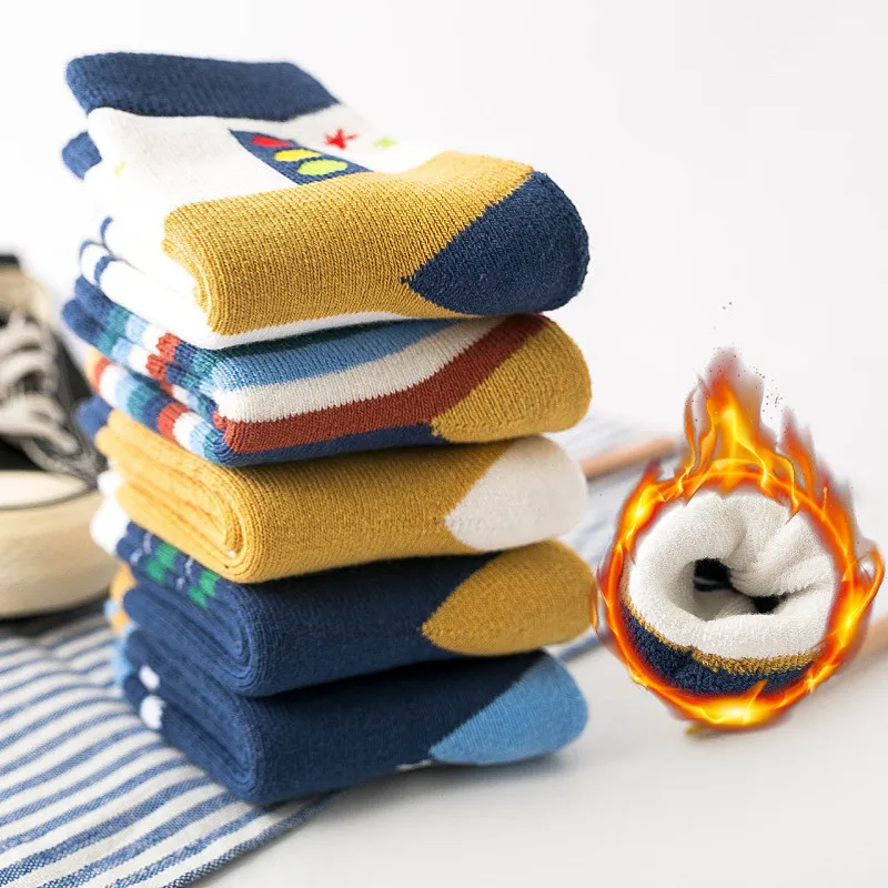 Warm Floor-Socks Wool Toddler Winter Thicken Baby-Boys 1-10-Years Cotton for 5-Pairs/Lot