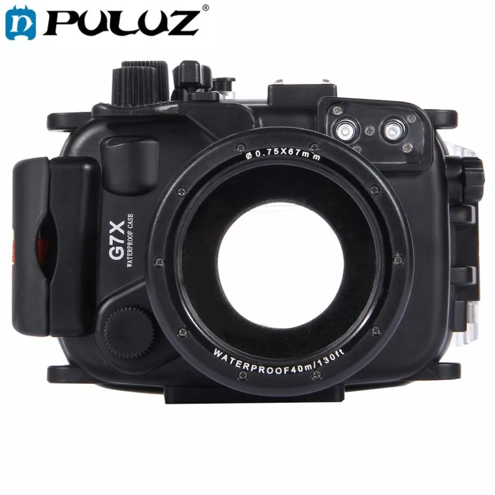 PULUZ 40m Underwater Depth Diving Case Waterproof Camera Housing for Canon G7 X Black Lightweight Protective Cover