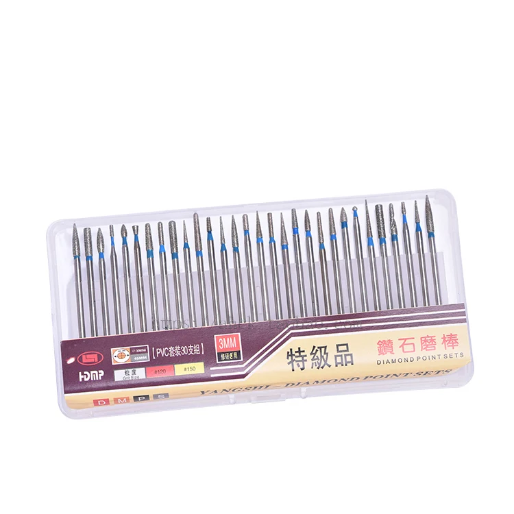 

30Pcs 2.35mm Shank Diamond Grinding Bur Drill Bits Sets For Dental Grinding
